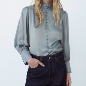 Zara Satin Button Elegant Women's Blouse